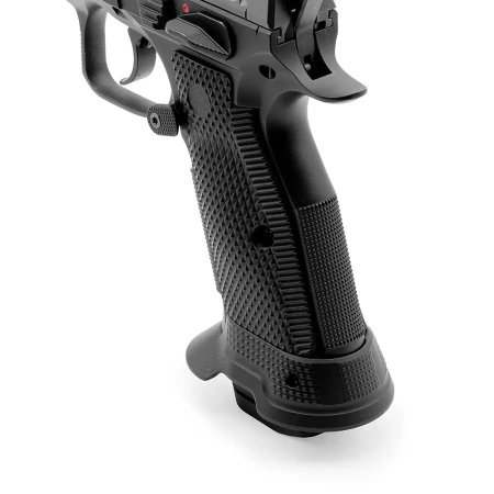 Magwell Eemann Tech Ultimate na pistolecie CZ Shadow 2. Zbliżenie na detal.