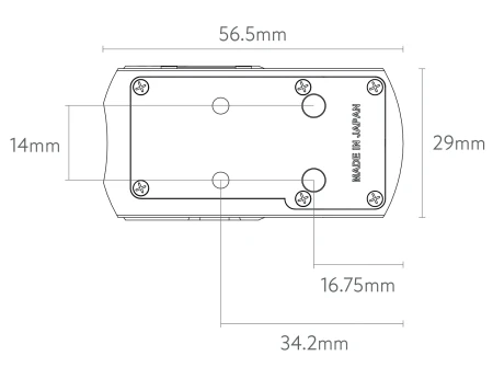 Wymiary bazy montażowej (footprint) kolimatora Delta Optical Stryker 4MOA.