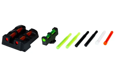 Przyrządy celownicze do Glocka HIVIZ Target Sight Set z wymiennymi wkładami światłowodowymi.