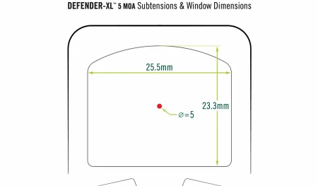 Znak celowniczy kolimatora Vortex Defender XL 5 MOA.