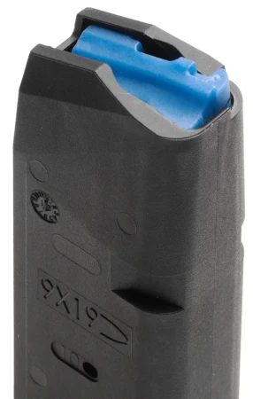 Magazynek Glock 33 nabojowy Leapers UTG - jaskrawoniebieski follower ułatwiający weryfikację stanu amunicji.