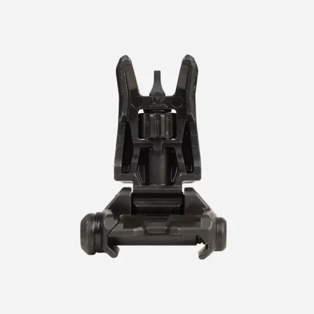 Magpul MBUS Pro Front Sight – stalowa składana muszka celownicza AR15 w pozycji rozłożonej. Widok od tyłu.