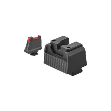 Wysokie przyrządy Glock LPA RDS01GL6F, regulowane. Muszka z czerwonym światłowodem i czarna szczerbina.