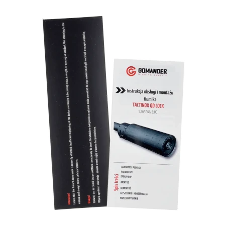 Instrukcja obsługi tłumika Gomander TACTINOX S QD-Lock.