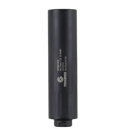 Tłumik dźwięku Gomander Tactinox DT 5,56 1/2x28 na białym tle.