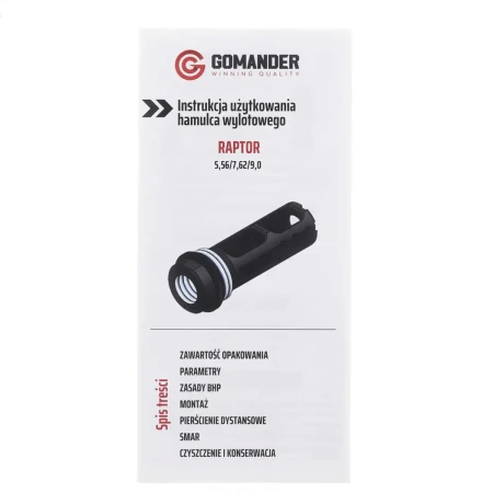 Instrukcja hamulca wylotowego Gomander Raptor 5,56 1/2x28 UNEF.