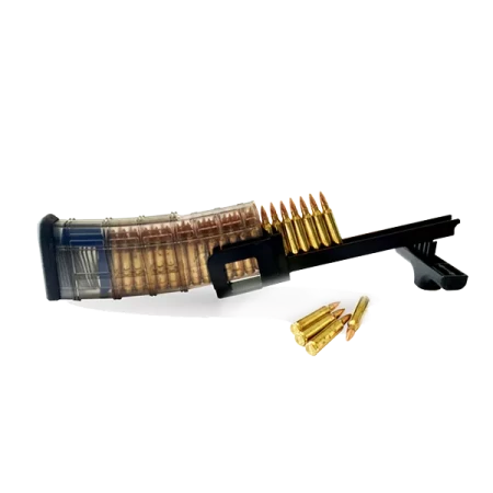 Uniwersalna szybkoładowarka do magazynków karabinowych Elite Tactical Systems.