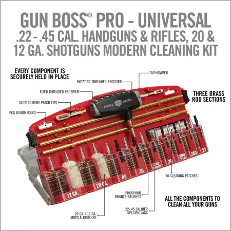 Zestaw do czyszczenia pistoletów, rewolwerów, strzelb i karabinków Real Avid Gun Boss Pro Universal Cleaning Kit.