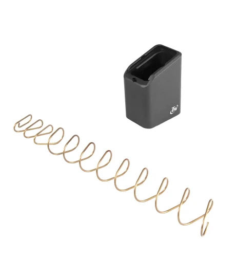 Przejdź do produktu Toni System - Aluminiowa stopka magazynka +9 ze sprężyną do Glock 17 / 45 (Gen 3-6)