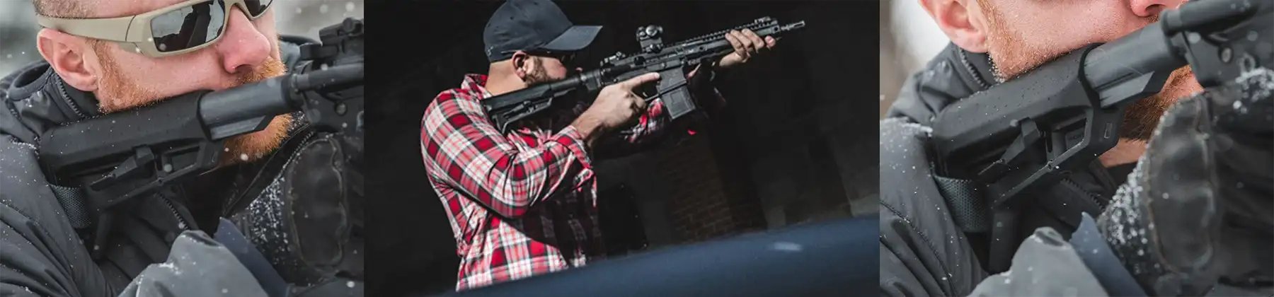 Magpul MOE SL-K Carbine Stock – Mil-Spec – kompaktowa kolba polimerowa AR15/M4 Czarna (MAG626) podczas użytkowania.