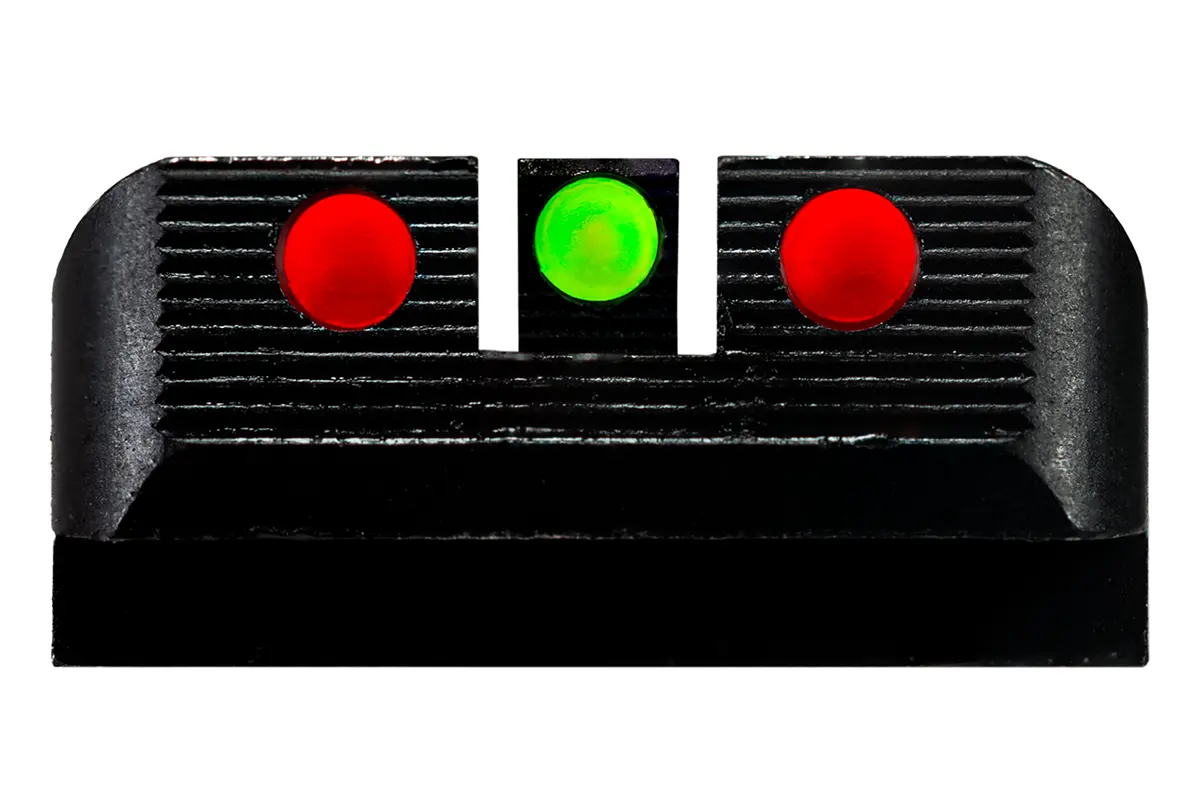 Przyrządy celownicze do Glocka HIVIZ Target Sight Set od strony strzelca.