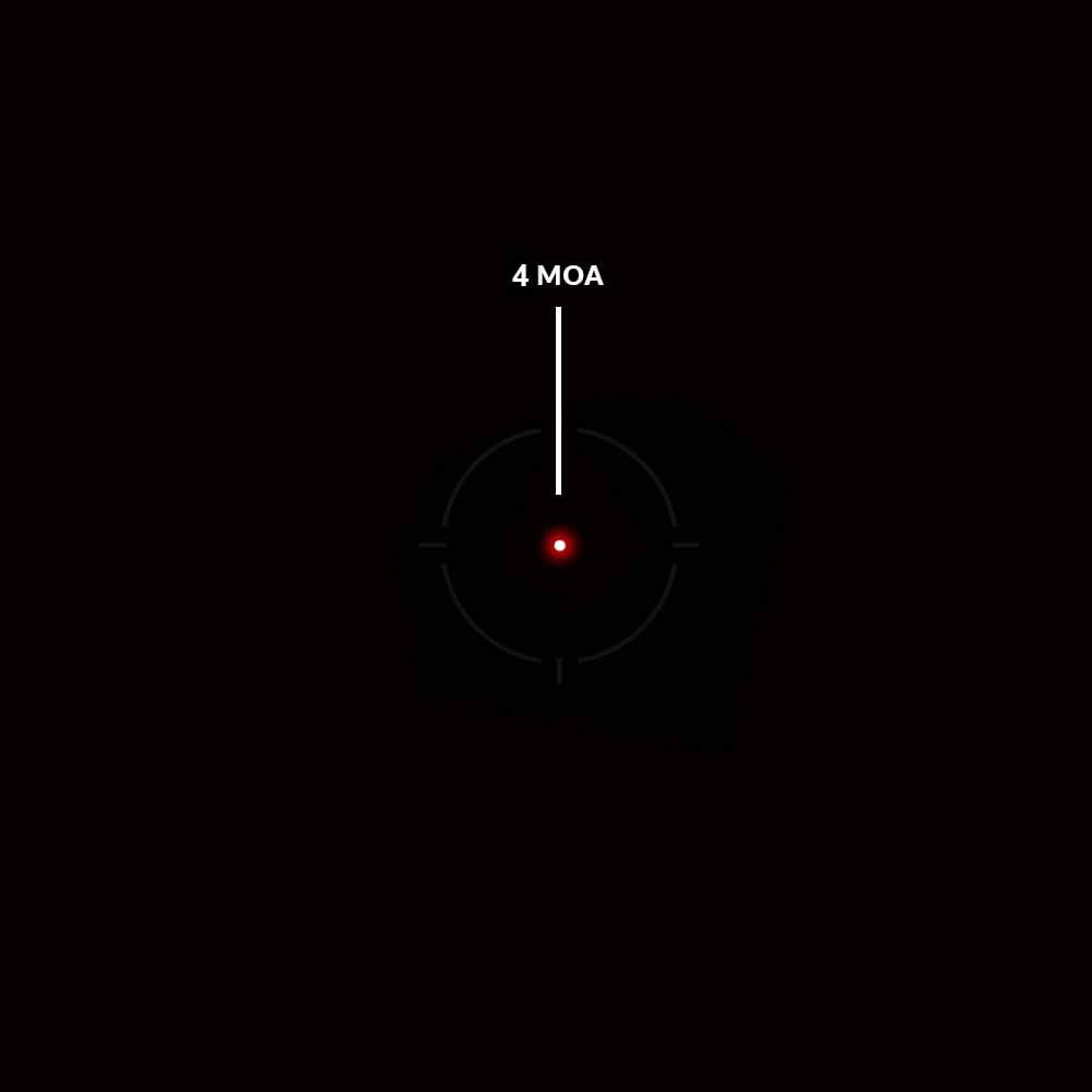 Wymiary znaku celowniczego kolimatora Delta Optical Stryker 4 MOA